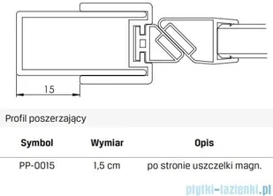 NEW TRENDY Avexa Black profil poszerzający 15 mm PP-0015 - Akcesoria do armatury i ceramiki - miniaturka - grafika 2