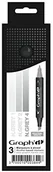 Kredki, ołówki, pastele i pisaki - Graphit Odcienie Graph Punk'it flamastrów, 2 końcówek, 3 sztuki, czarny/biały GI00384 - miniaturka - grafika 1