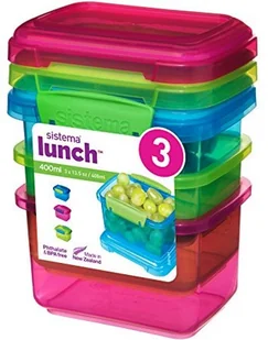 Sistema Lunch żywności kontener z widocznym Clips, zielony/różowy/niebieski, 400 ML, 3 sztuka 41544 - Pojemniki kuchenne Sistema Lunch żywności kontener z widocznym Clips, zielony/różowy/niebieski, 400 ML, 3 sztuka 41544 - Pojemniki kuchenne - miniaturka - grafika 1