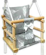 Leżaczki i huśtawki - Szara huśtawka kubełkowa dla dzieci 3w1 w piórka G3-R86 - miniaturka - grafika 1