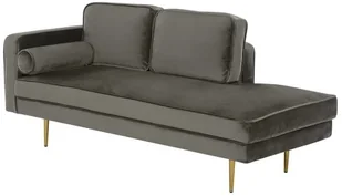 Beliani Szezlong welur brązowo-szary lewostronny MIRAMAS - Szezlongi - miniaturka - grafika 4