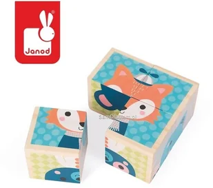 Janod KLOCKI drewniane Puzzle 6w1 Las, J08000 - Układanki dla dzieci - miniaturka - grafika 2