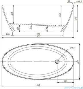 Omnires Siena WW BCP 160x80 cm czarny/biały połysk - Wanny - miniaturka - grafika 2