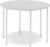 Meble do szkół i przedszkoli - AJ Produkty Stół SONITUS, okrągły, 1200x900 mm, laminat szary, biały - miniaturka - grafika 1