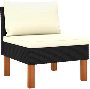 VidaXL 4-osobowa sofa ogrodowa z poduszkami, polirattan, czarna 3059730 - Sofy ogrodowe - miniaturka - grafika 4