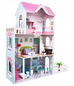 Domki dla lalek - Drewniany Domek Willa Dla Lalek Z Drewna meble - miniaturka - grafika 1