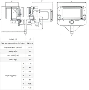 339 DOSTAWA GRATIS! 33966266 Wciągnik łańcuchowy elektryczny ELW 1+ wózek z silnikiem elektrycznym EWE 1 udźwig 1 T wysokość podnoszenia 3 m zakres 74-124 mm) 66266-uniw - Wciągarki - miniaturka - grafika 2