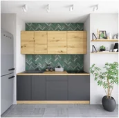 Szafki kuchenne - Gała MEBLE Zestaw mebli kuchennych Vinto 6 el. 200 cm kolor szary/dąb - miniaturka - grafika 1