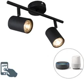 Systemy inteligentnych domów - QAZQA Smart spot czarny odchylany  w tym 2 WiFi GU10 - Jeana 2 - miniaturka - grafika 1