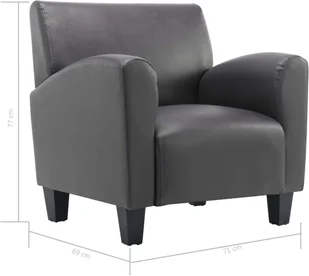 vidaXL Krzesło szare, sztuczna skóra - Fotele - miniaturka - grafika 8