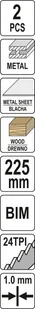 YATO BRZESZCZOTY DO METALU I DREWNA BIM 225MM 24TPI 2SZT YT-33934 - Brzeszczoty - miniaturka - grafika 3