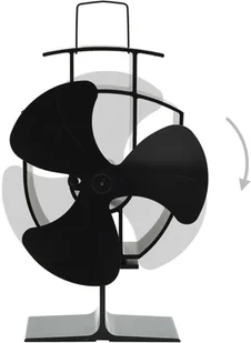 vidaXL Zasilany ciepłem wentylator kominkowy, 3 łopatki, czarny - Akcesoria grzewcze - miniaturka - grafika 5