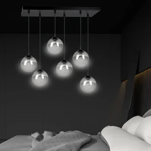 EULUNA Lampa wisząca Glassy 6-pkt. prosta, grafitowa - Lampy sufitowe - miniaturka - grafika 5