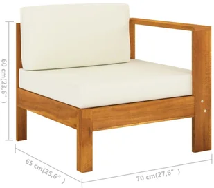 vidaXL 4-osobowa sofa ogrodowa z kremowymi poduszkami, drewno akacjowe 3057928 - Meble ogrodowe - miniaturka - grafika 12
