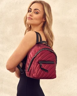 David Jones Urokliwy, pikowany plecak damski ozdobiony łańcuszkiem - Plecaki - miniaturka - grafika 4