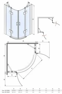 Besco  PMD Piramida Viva 195 80x80 - Kabiny prysznicowe - miniaturka - grafika 4