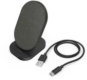 Ładowarki do telefonów - Hama Indukcyjna Fabric biurkowa 10W + kabel USB-C czarna - miniaturka - grafika 1