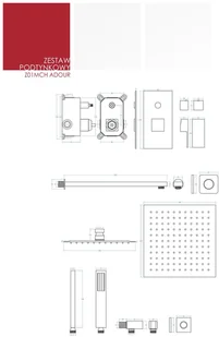 Corsn DESZCZOWNICA 25x25 cm-Prysznicowy zestaw podtynkowy ,CHROM Z01MCH ADOUR - Deszczownice - miniaturka - grafika 3