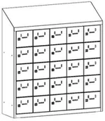 Szafki BHP - Malow Sus 255 W   Wisząca szafka śniadaniowa na stołówkę - 25 skrytek SUS 255W - miniaturka - grafika 1
