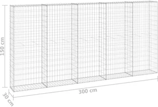 vidaxl Ściana gabionowa z pokrywami, galwanizowana stal, 300x30x150 cm 147822 - Ogrodzenia - miniaturka - grafika 6