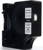 Etykiety do drukarek - Dymo JetWorld Taśma JetWorld zamiennik do drukarek etykiet Rhino 18483 12mm x 5,5m czarny na białym poliestrowa JWT-D18483N - miniaturka - grafika 1
