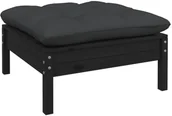 Pozostałe meble ogrodowe - shumee Podnóżek ogrodowy z antracytową poduszką czarne drewno sosnowe - miniaturka - grafika 1