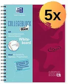 Notesy i bloczki - OXFORD 400132984 Europeanbook A4 w kratkę 5 szt. papier 90 g notatnik z wymienną tablicą suchościeralną dla maksymalnej wydajności i przestawianych przekładek kolor okładki jagodowy 400132984 - miniaturka - grafika 1