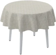 Obrusy i serwetki - Dekoria Obrus okrągły trójkąty na beżowo-lnianym tle 135 cm Sunny 415-143-49 - miniaturka - grafika 1