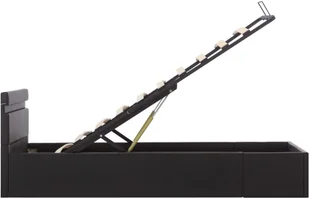 vidaXL Rama łóżka z podnośnikiem i LED, czarna, ekoskóra, 90 x 200 cm - Łóżka - miniaturka - grafika 6