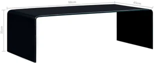 vidaXL Stolik kawowy, czarny, 98x45x31 cm, szkło hartowane - Ławy i stoliki kawowe - miniaturka - grafika 5