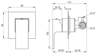 Deante ANEMON bateria prysznicowa podtynkowa bez przełącznika czarna BBZ N44L BBZ N44L - Baterie wannowe i prysznicowe - miniaturka - grafika 4