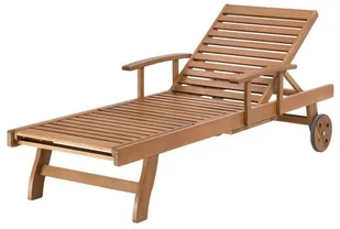 Beliani Drewniana leżanka ogrodowa z poduszką jasne drewno i złamana biel JAVA - Fotele i krzesła ogrodowe - miniaturka - grafika 9