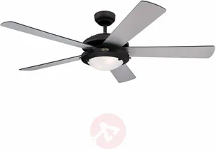 Westinghouse Lighting Comet, matowa czarna wentylator sufitowy, światło pojedyncze, z których opal szkło mleczne, metal, 1 W, matowa czarna, 132 x 132 x 37 cm 7871940 - Wentylatory sufitowe - miniaturka - grafika 3