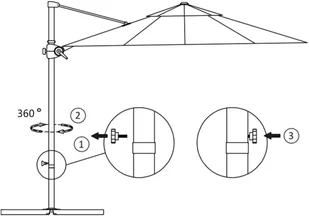 vidaXL Parasol wiszący na stalowym słupku, 300 cm, czarny 46998 - Parasole ogrodowe - miniaturka - grafika 8