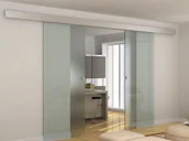 Drzwi wewnętrzne - Vente-Unique Naścienne podwójne drzwi przesuwne ALINA - wys. 205 × szer. 166 cm - Szkło hartowane - miniaturka - grafika 1