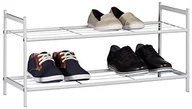Szafki na buty - Relaxdays Regał na buty Relaxdays Sandra z 2 poziomami, mała półka na buty z metalu, wymiary: ok.33,5 x 69,5 x 26 cm, na 6 par butów, z uchwytami, czarny, biały, jasnobrązowy 10020563_49 - miniaturka - grafika 1