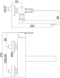 Paffoni Bateria umywalkowa ścienna Ringo RIN161NO czarna RIN161NO - Baterie umywalkowe - miniaturka - grafika 2