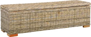 vidaXL Skrzynia, 120 cm, rattan kubu i lite drewno mango vidaXL - Meble do przedpokoju - miniaturka - grafika 2