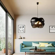 Lampy sufitowe - Lindby Simaria lampa wisząca z tkaniny, czarna - miniaturka - grafika 1