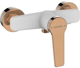 Kuchinox Bateria natryskowa ścienna bez zestawu natryskowego biała/różowe złoto ALANIS BQI 640D - Baterie wannowe i prysznicowe - miniaturka - grafika 2