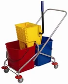 Wózki serwisowe - Jantex Wózek do mopa ze stelażem i dwoma wiadrami | 2 x 23L | 410x995x(H)860mm M880 - miniaturka - grafika 1