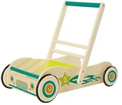 Pchacze - roba wózek do nauki chodzenia, pomoc w nauce chodzenia i zabawy z drewna z hamulcem, dostępny w różnych wariantach, standardowe, naturalny - miniaturka - grafika 1