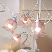 Lampy sufitowe - ONLI Lampa wisząca Mia pięć kloszy z siatki różowa - miniaturka - grafika 1