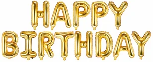 PartyDeco Balon foliowy "Happy Birthday", złoty, zestaw FB6M-019 - Balony i akcesoria - miniaturka - grafika 6