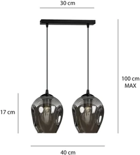 EULUNA Lampa wisząca Starla 2-punktowa, szkło grafitowe - Lampy sufitowe - miniaturka - grafika 8