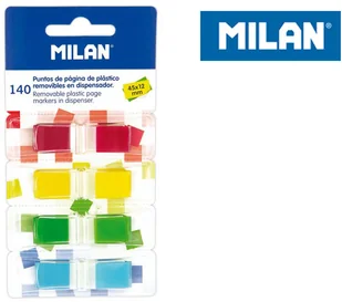 MILAN Indeksy transparentne fluo 4 kolory 45 x 12 mm 140 sztuk - Szkolne artykuły papiernicze - miniaturka - grafika 2