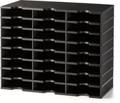 Pojemniki biurowe - AJ Produkty Przegrody do sortowania dokumentów, 24 przegrody, czarny - miniaturka - grafika 1