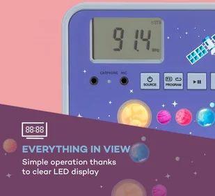 Auna Kidsbox Space CD Boombox, odtwarzacz CD, bluetooth, FM, USB, wyświetlacz LED, szary KBB-088-KidsboxSpace - Inne akcesoria audio-wideo - miniaturka - grafika 7