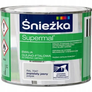 ŚNIEŻKA ŚNIEŻKA SUPERMAL EMALIA OLEJNO-FTALOWA POPIELATY JASNY MAT R7047 0,2L q126900200R704700 - Emalie - miniaturka - grafika 2