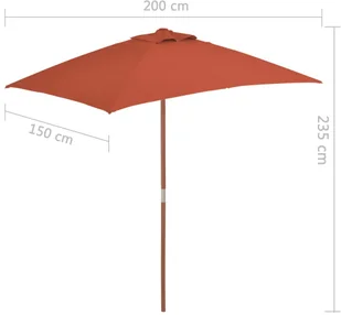 vidaXL Parasol ogrodowy na drewnianym słupku, 150 x 200 cm, terakota - Parasole ogrodowe - miniaturka - grafika 7